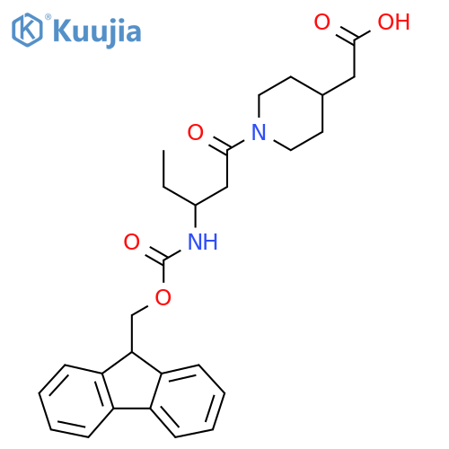 2-{1-3-({(9H-fluoren-9-yl)methoxycarbonyl}amino)pentanoylpiperidin-4-yl}acetic acid structure