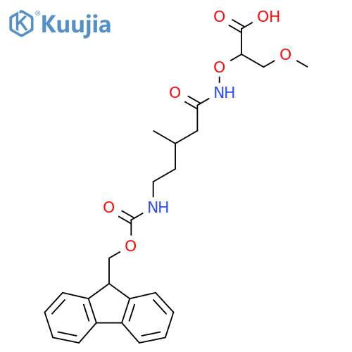 2-{5-({(9H-fluoren-9-yl)methoxycarbonyl}amino)-3-methylpentanamidooxy}-3-methoxypropanoic acid structure
