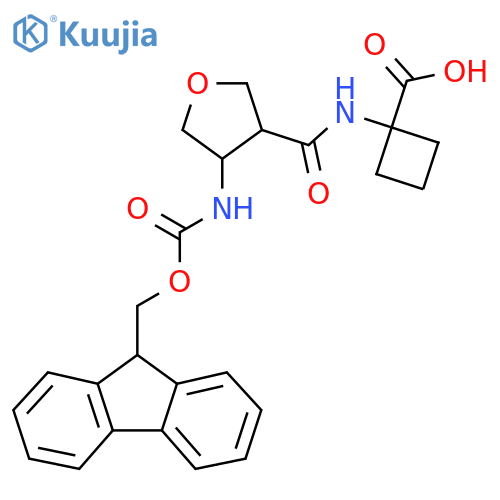1-4-({(9H-fluoren-9-yl)methoxycarbonyl}amino)oxolane-3-amidocyclobutane-1-carboxylic acid structure