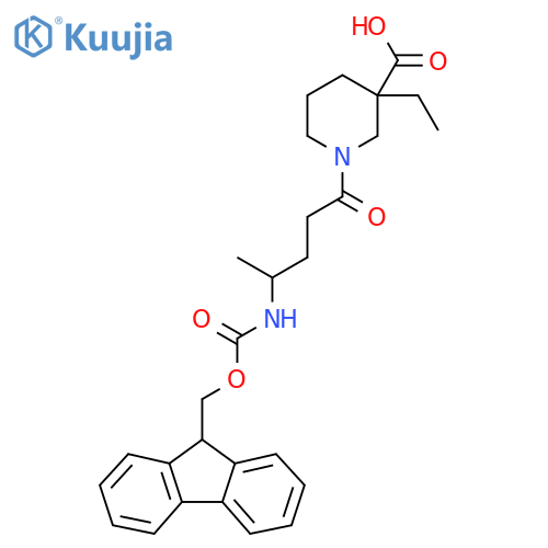 3-ethyl-1-4-({(9H-fluoren-9-yl)methoxycarbonyl}amino)pentanoylpiperidine-3-carboxylic acid structure