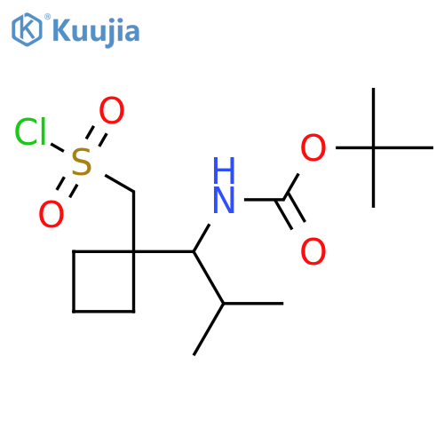tert-butyl N-(1-{1-(chlorosulfonyl)methylcyclobutyl}-2-methylpropyl)carbamate structure