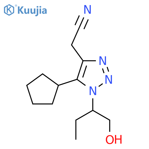 2-5-cyclopentyl-1-(1-hydroxybutan-2-yl)-1H-1,2,3-triazol-4-ylacetonitrile structure