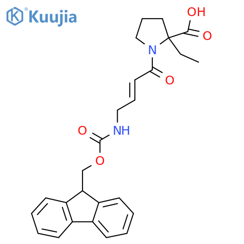 2-ethyl-1-4-({(9H-fluoren-9-yl)methoxycarbonyl}amino)but-2-enoylpyrrolidine-2-carboxylic acid structure