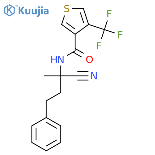 N-(1-cyano-1-methyl-3-phenylpropyl)-4-(trifluoromethyl)thiophene-3-carboxamide structure