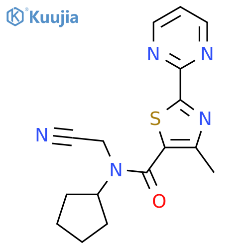 N-(Cyanomethyl)-N-cyclopentyl-4-methyl-2-pyrimidin-2-yl-1,3-thiazole-5-carboxamide structure