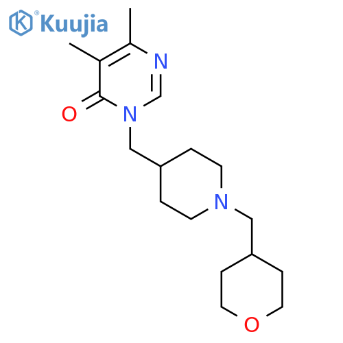 5,6-dimethyl-3-({1-(oxan-4-yl)methylpiperidin-4-yl}methyl)-3,4-dihydropyrimidin-4-one structure