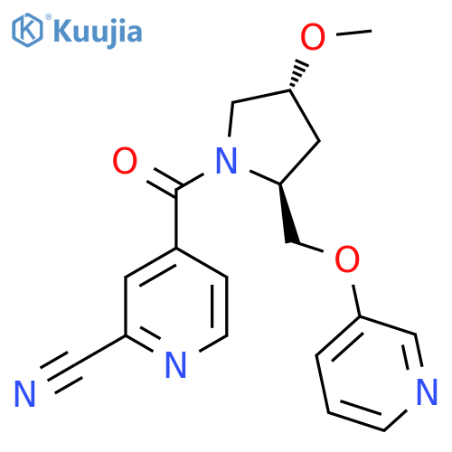 4-[(2S,4R)-4-Methoxy-2-(pyridin-3-yloxymethyl)pyrrolidine-1-carbonyl]pyridine-2-carbonitrile structure