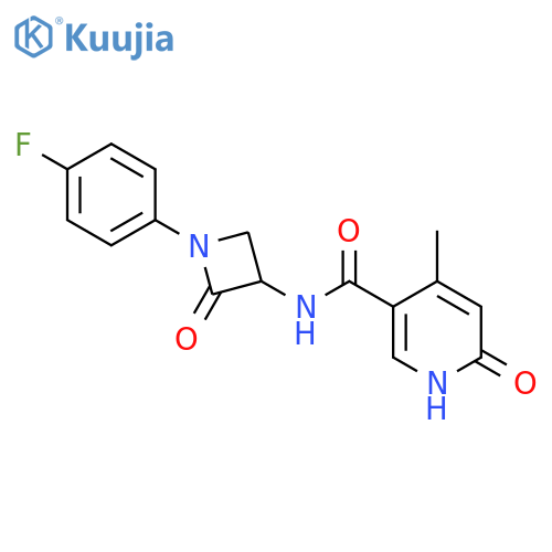 N-[1-(4-Fluorophenyl)-2-oxoazetidin-3-yl]-4-methyl-6-oxo-1H-pyridine-3-carboxamide structure