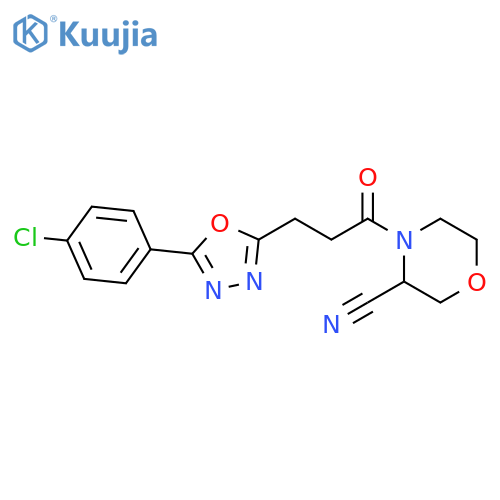 4-[3-[5-(4-Chlorophenyl)-1,3,4-oxadiazol-2-yl]-1-oxopropyl]-3-morpholinecarbonitrile structure