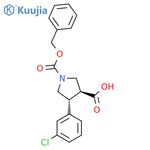 rac-(3R,4S)-1-(benzyloxy)carbonyl-4-(3-chlorophenyl)pyrrolidine-3-carboxylic acid structure