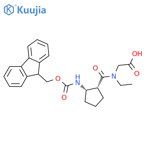 rac-2-{N-ethyl-1-(1R,2S)-2-({(9H-fluoren-9-yl)methoxycarbonyl}amino)cyclopentylformamido}acetic acid structure