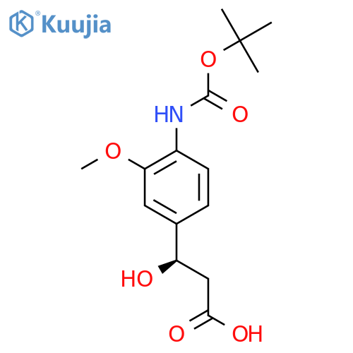 (3R)-3-(4-{(tert-butoxy)carbonylamino}-3-methoxyphenyl)-3-hydroxypropanoic acid structure