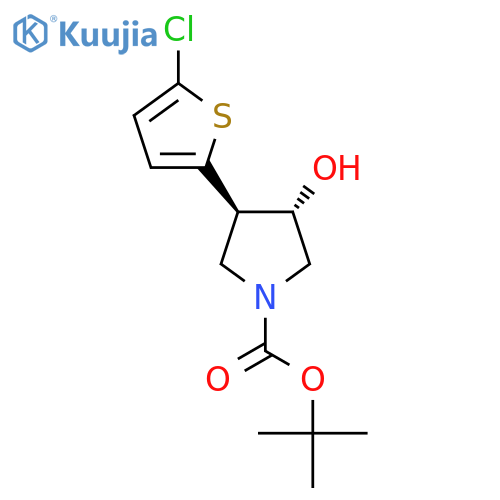 rac-tert-butyl (3R,4S)-3-(5-chlorothiophen-2-yl)-4-hydroxypyrrolidine-1-carboxylate structure
