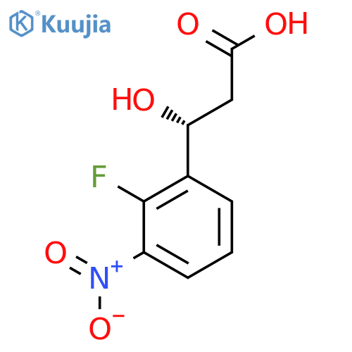(3R)-3-(2-fluoro-3-nitrophenyl)-3-hydroxypropanoic acid structure