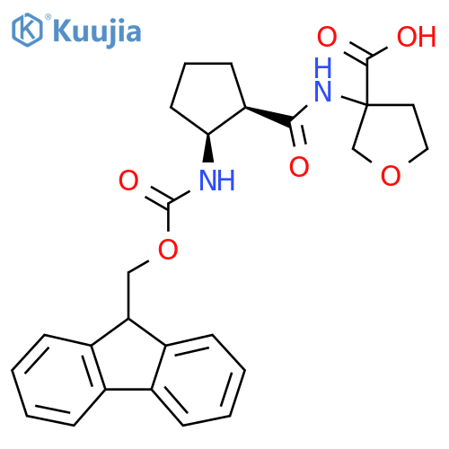 rac-3-(1R,2S)-2-({(9H-fluoren-9-yl)methoxycarbonyl}amino)cyclopentaneamidooxolane-3-carboxylic acid structure