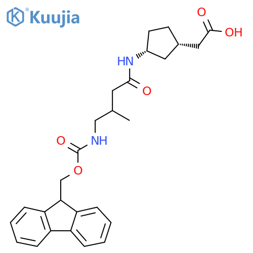 rac-2-(1R,3S)-3-4-({(9H-fluoren-9-yl)methoxycarbonyl}amino)-3-methylbutanamidocyclopentylacetic acid structure