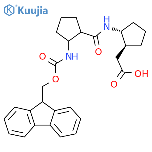 rac-2-(1R,2S)-2-2-({(9H-fluoren-9-yl)methoxycarbonyl}amino)cyclopentaneamidocyclopentylacetic acid structure
