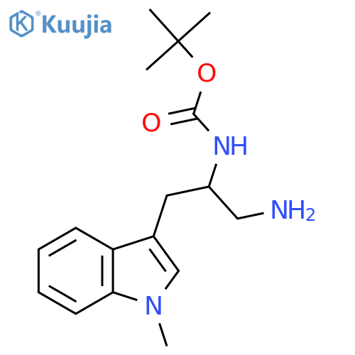 tert-butyl N-1-amino-3-(1-methyl-1H-indol-3-yl)propan-2-ylcarbamate structure