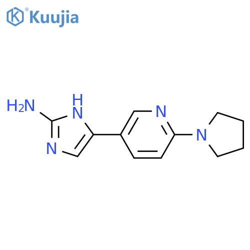 5-6-(pyrrolidin-1-yl)pyridin-3-yl-1H-imidazol-2-amine structure
