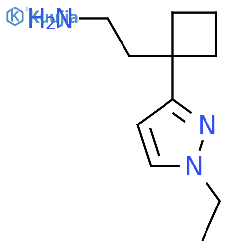 2-1-(1-ethyl-1H-pyrazol-3-yl)cyclobutylethan-1-amine structure