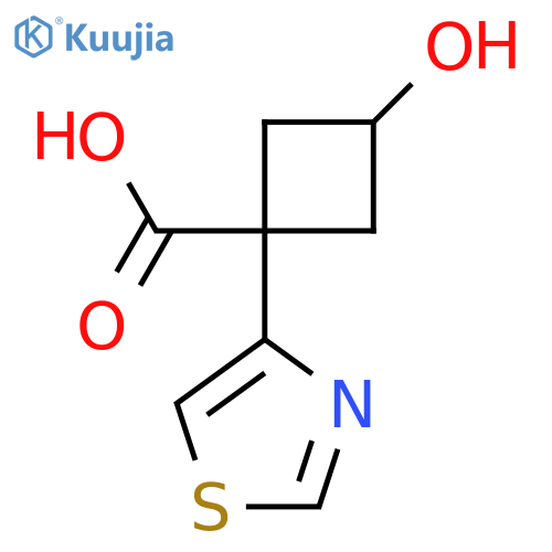 3-hydroxy-1-(1,3-thiazol-4-yl)cyclobutane-1-carboxylic acid structure