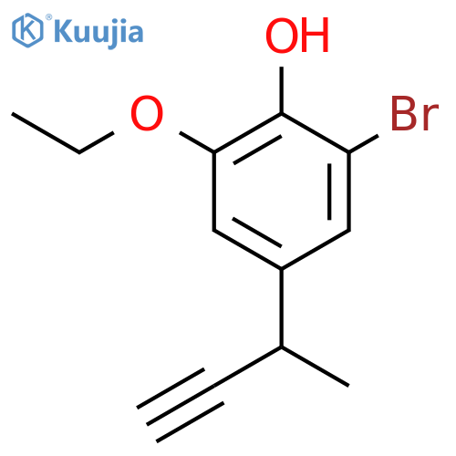 2-bromo-4-(but-3-yn-2-yl)-6-ethoxyphenol structure