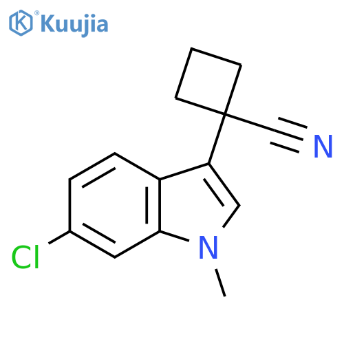 1-(6-chloro-1-methyl-1H-indol-3-yl)cyclobutane-1-carbonitrile structure