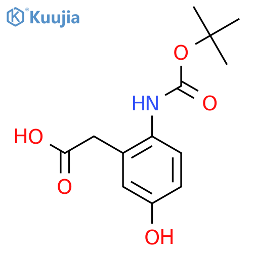 2-(2-{(tert-butoxy)carbonylamino}-5-hydroxyphenyl)acetic acid structure