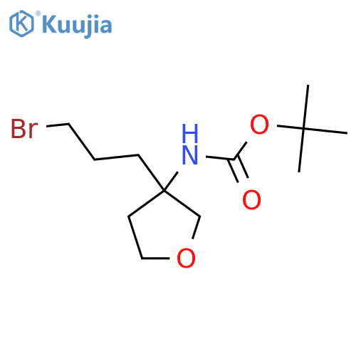 tert-butyl N-3-(3-bromopropyl)oxolan-3-ylcarbamate structure
