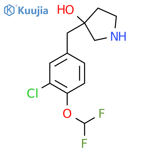 3-{3-chloro-4-(difluoromethoxy)phenylmethyl}pyrrolidin-3-ol structure