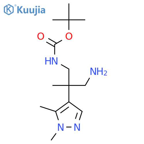 tert-butyl N-3-amino-2-(1,5-dimethyl-1H-pyrazol-4-yl)-2-methylpropylcarbamate structure