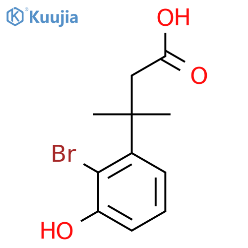3-(2-bromo-3-hydroxyphenyl)-3-methylbutanoic acid structure