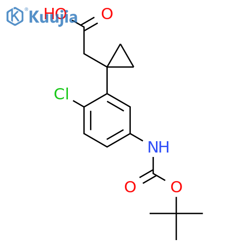 2-1-(5-{(tert-butoxy)carbonylamino}-2-chlorophenyl)cyclopropylacetic acid structure