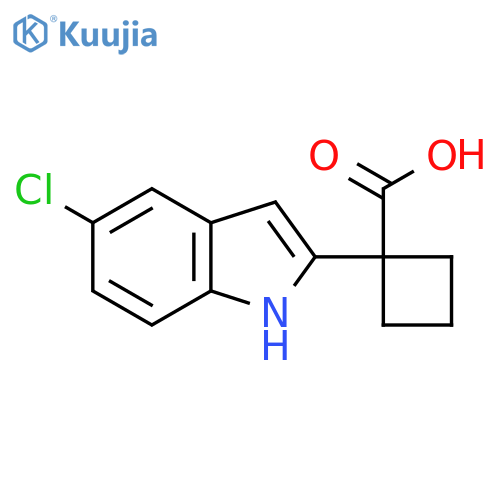 1-(5-chloro-1H-indol-2-yl)cyclobutane-1-carboxylic acid structure