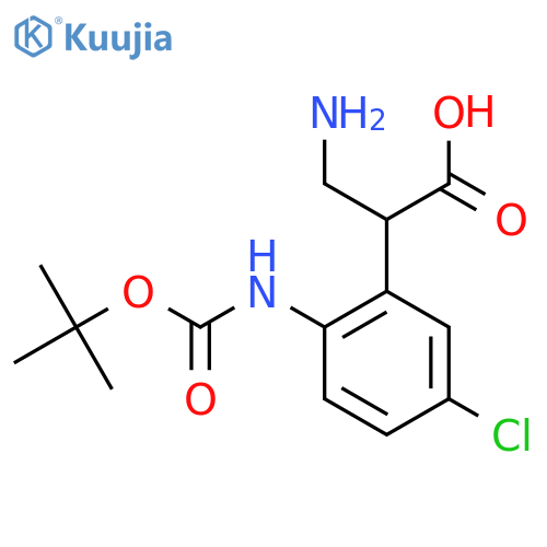 3-amino-2-(2-{(tert-butoxy)carbonylamino}-5-chlorophenyl)propanoic acid structure
