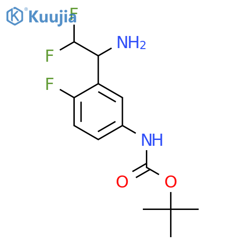 tert-butyl N-3-(1-amino-2,2-difluoroethyl)-4-fluorophenylcarbamate structure