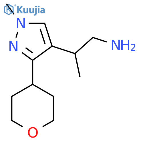 2-1-methyl-3-(oxan-4-yl)-1H-pyrazol-4-ylpropan-1-amine structure