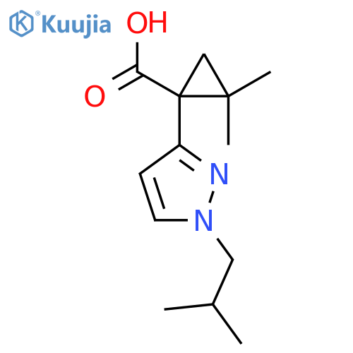 2,2-dimethyl-1-1-(2-methylpropyl)-1H-pyrazol-3-ylcyclopropane-1-carboxylic acid structure