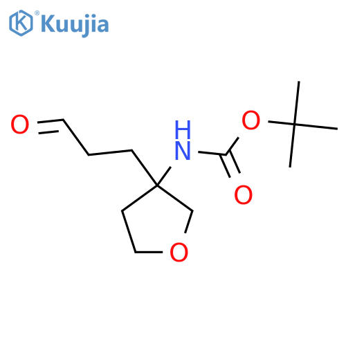 tert-butyl N-3-(3-oxopropyl)oxolan-3-ylcarbamate structure