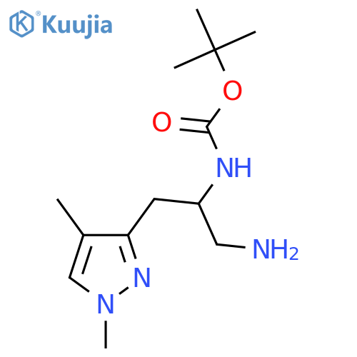 tert-butyl N-1-amino-3-(1,4-dimethyl-1H-pyrazol-3-yl)propan-2-ylcarbamate structure