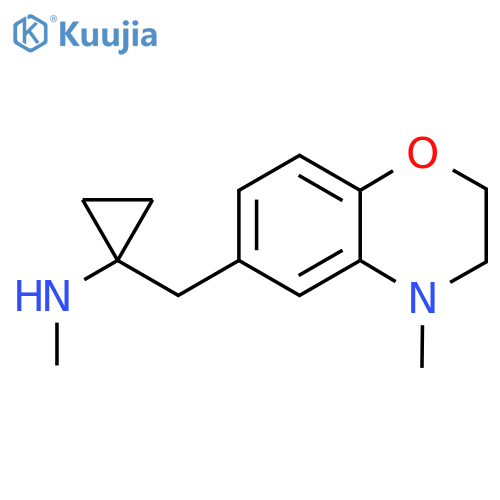 N-methyl-1-(4-methyl-3,4-dihydro-2H-1,4-benzoxazin-6-yl)methylcyclopropan-1-amine structure
