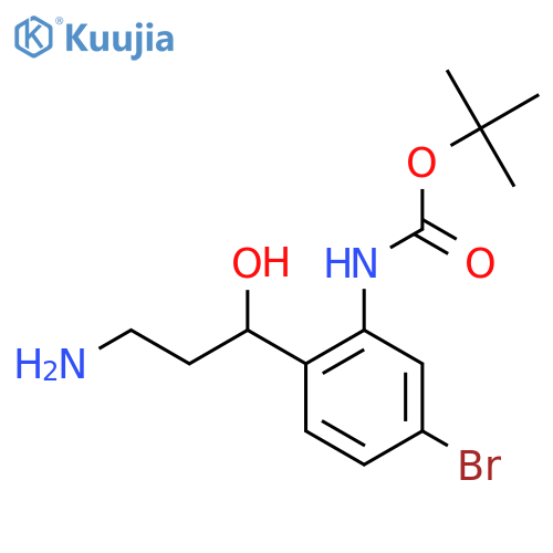 tert-butyl N-2-(3-amino-1-hydroxypropyl)-5-bromophenylcarbamate structure