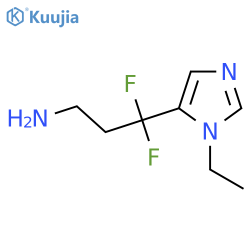 3-(1-ethyl-1H-imidazol-5-yl)-3,3-difluoropropan-1-amine structure