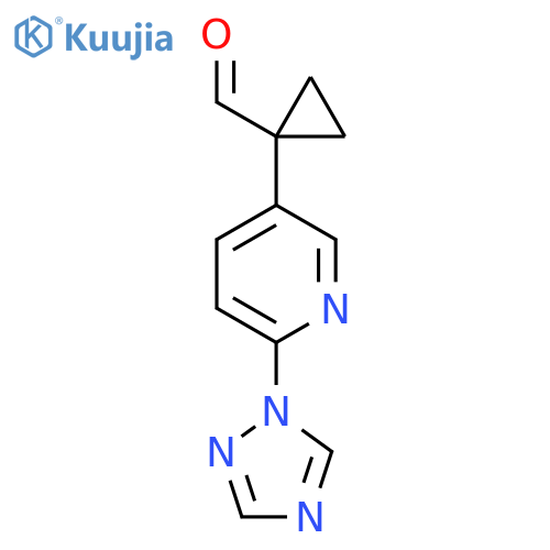 1-6-(1H-1,2,4-triazol-1-yl)pyridin-3-ylcyclopropane-1-carbaldehyde structure