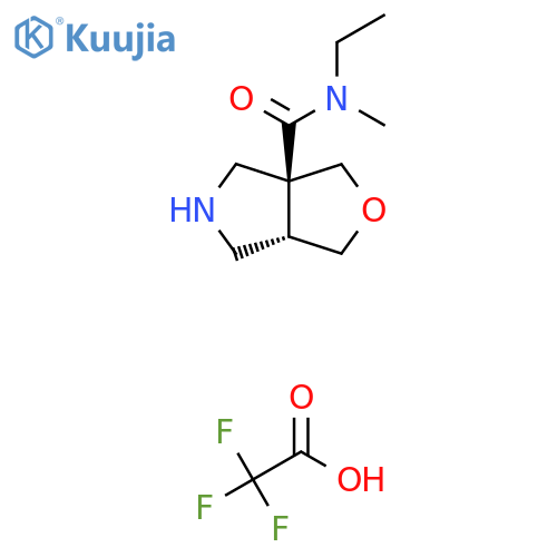 rac-(3aR,6aR)-N-ethyl-N-methyl-hexahydro-1H-furo3,4-cpyrrole-3a-carboxamide, trifluoroacetic acid structure