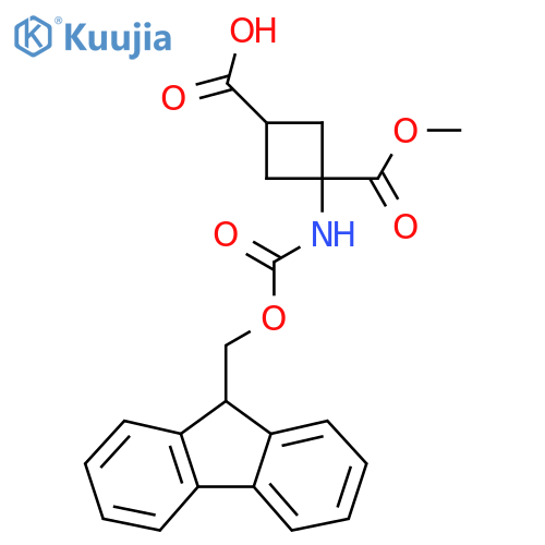 3-({[(9H-fluoren-9-yl)methoxy]carbonyl}amino)-3-(methoxycarbonyl)cyclobutane-1-carboxylic acid structure