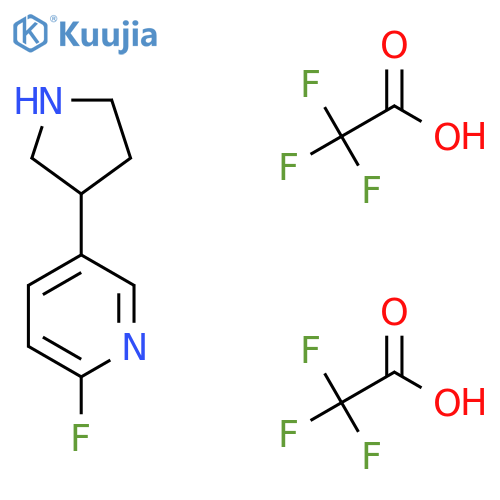 2-Fluoro-5-pyrrolidin-3-ylpyridine;2,2,2-trifluoroacetic acid structure