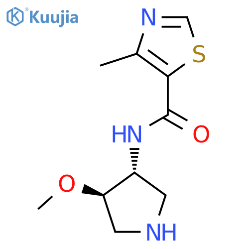 rac-N-[(3R,4R)-4-methoxypyrrolidin-3-yl]-4-methyl-1,3-thiazole-5-carboxamide structure
