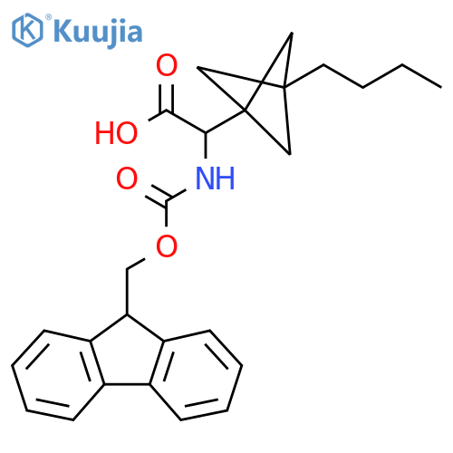 2-(3-Butyl-1-bicyclo[1.1.1]pentanyl)-2-(9H-fluoren-9-ylmethoxycarbonylamino)acetic acid structure