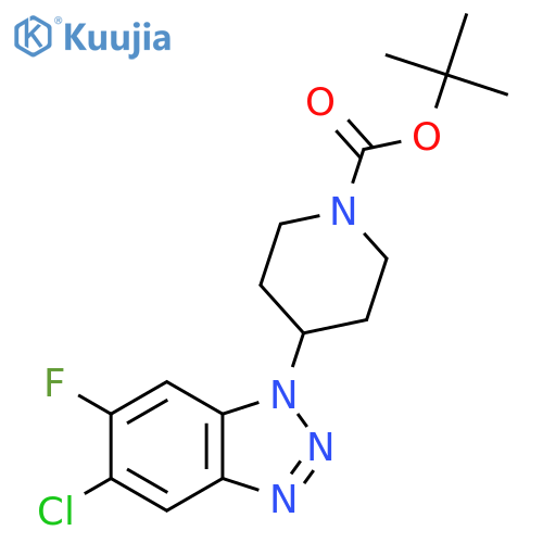 tert-butyl 4-(5-chloro-6-fluoro-1H-1,2,3-benzotriazol-1-yl)piperidine-1-carboxylate structure